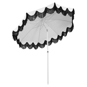 Mariner 6.5 ft. Classic Cottage Fringe Tassel Market Beach Umbrella